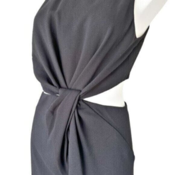 Halston Heritage Twist Cut Out Black Sleeveless Draped Jumpsuit Size 6 - Picture 6 of 11